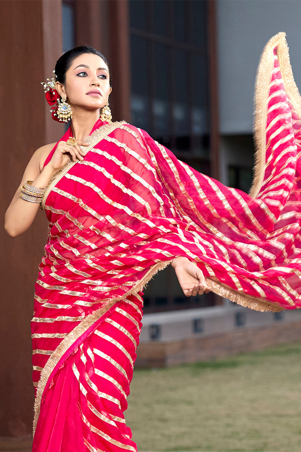 Red Organza Saree