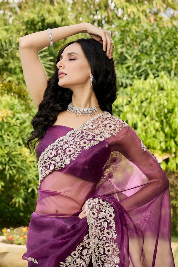 Mauve Glass Tissue Saree