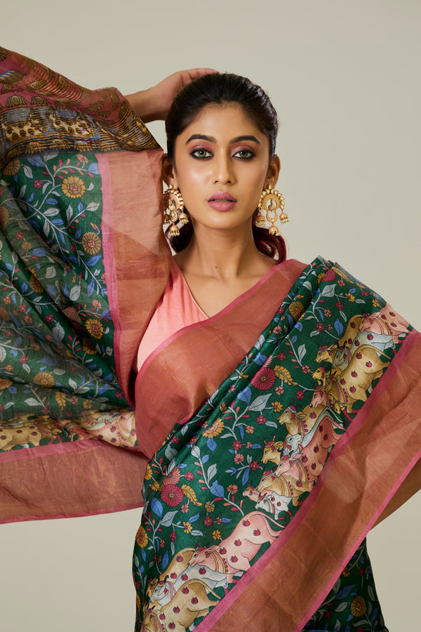 Green Pichwai Saree