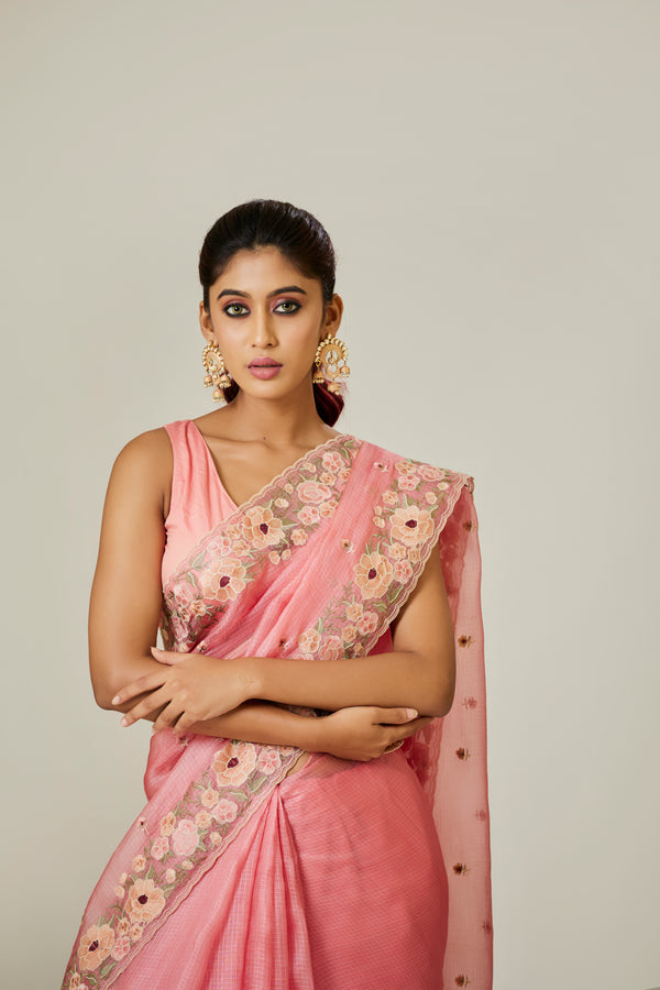 Pink Kota Silk Saree