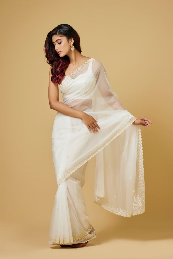 White Organza Saree