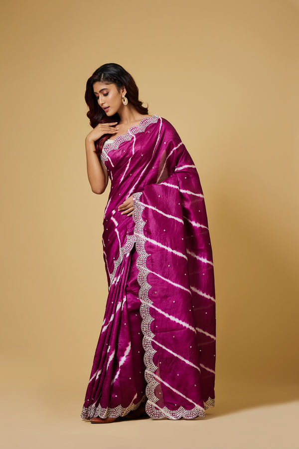 Violet Tie-dye Saree