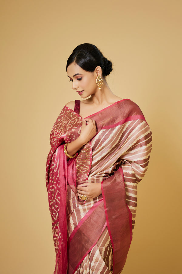 Cream Color Tussar Saree