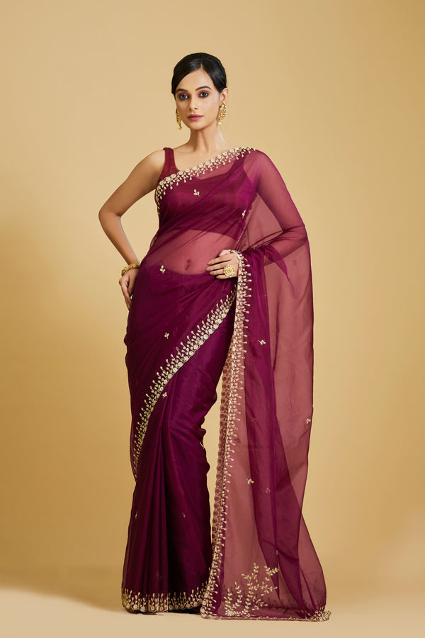 Magenta Organza Saree