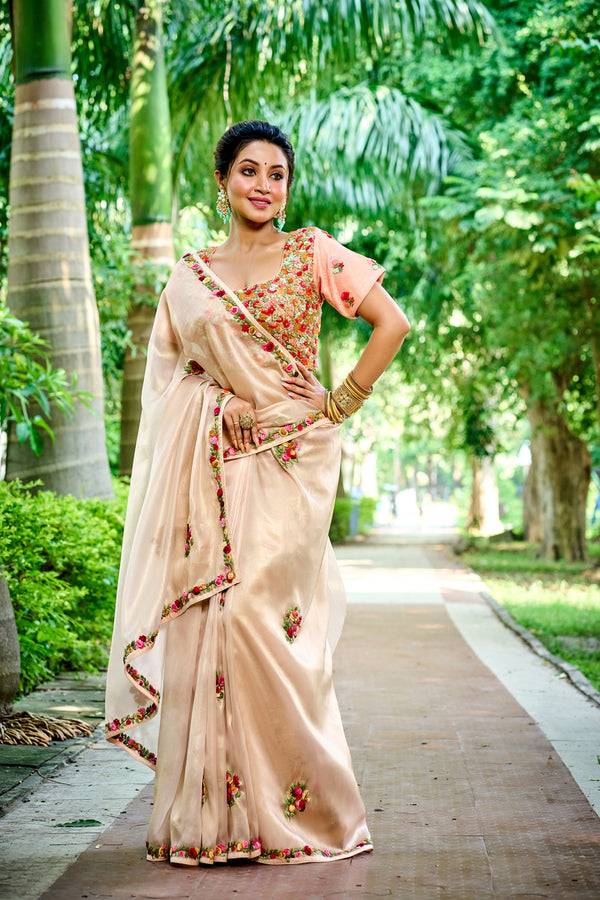 Peach Raina Silk Saree