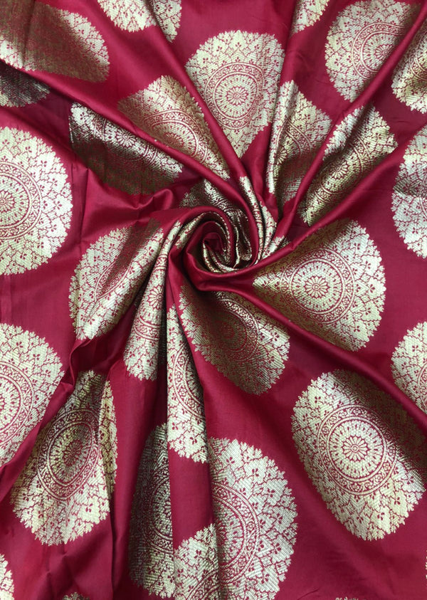 Maroon Chakra Motif Brocade