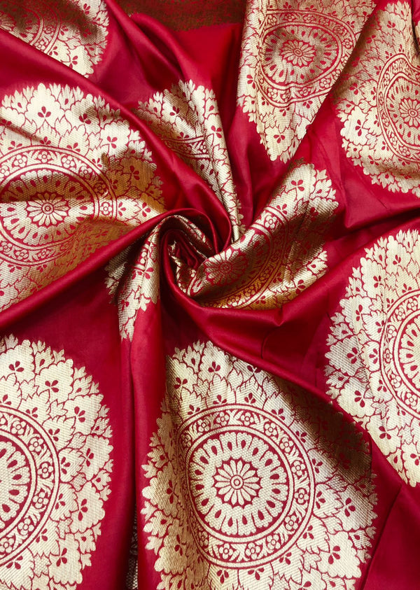 Red Chakra Motif Brocade