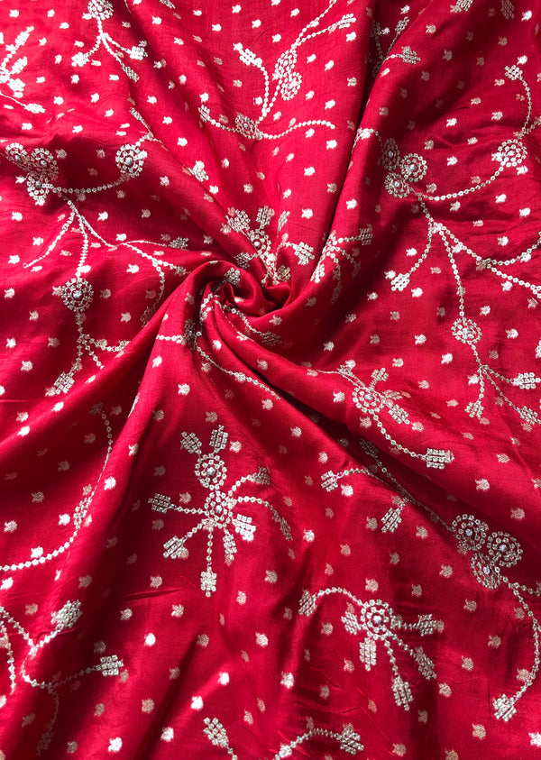 Red Jaal Embroidered Khaddi Silk