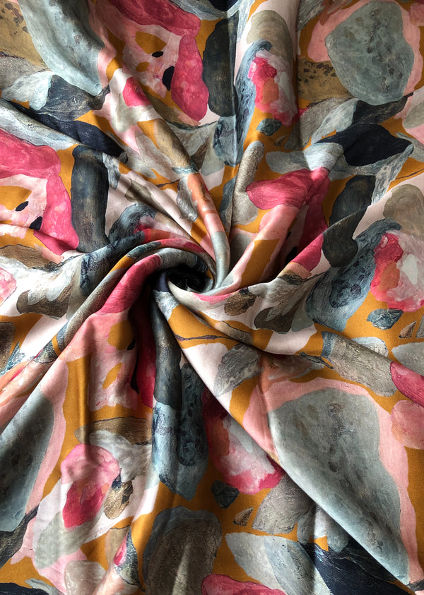 Multicolor Abstract Print Modal Satin