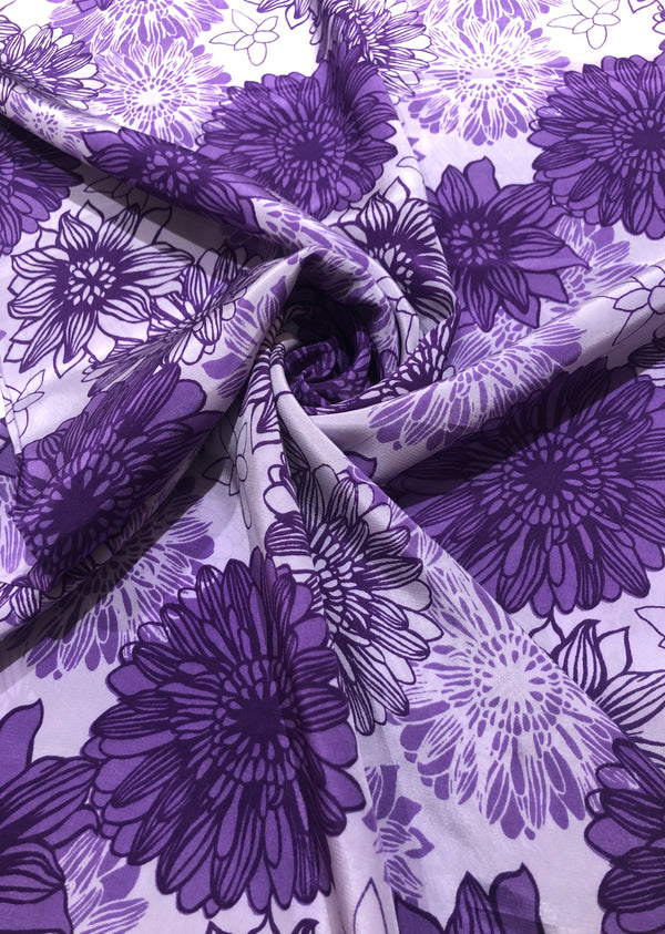 Purple Floral Print Crepe