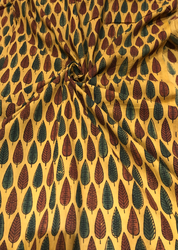 Mustard Leaf Print Ajrakh