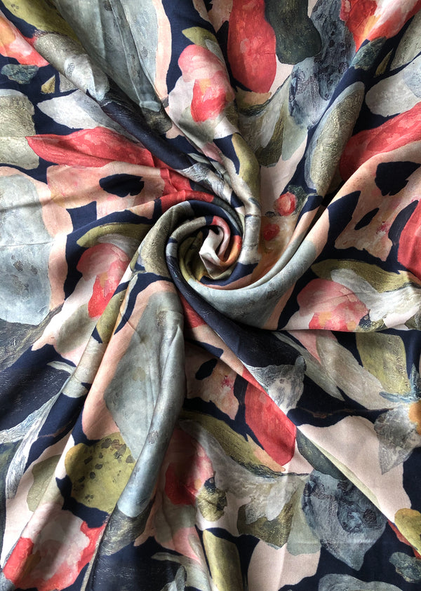 Multicolor Abstract Print Modal Satin