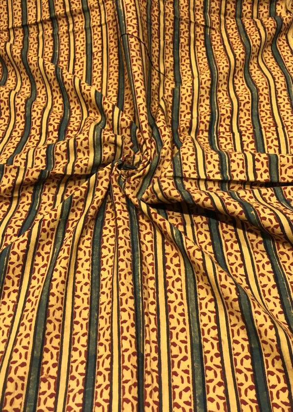 Mustard Stripe Print Ajrakh