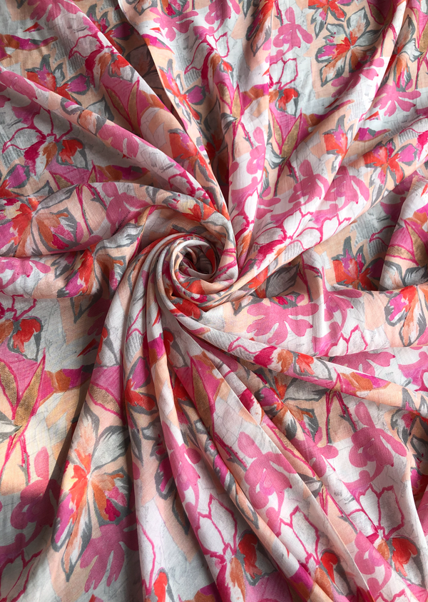 Pink Floral Print Muslin