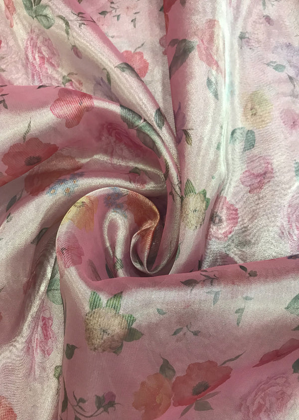 Pink Floral Printed Tissue