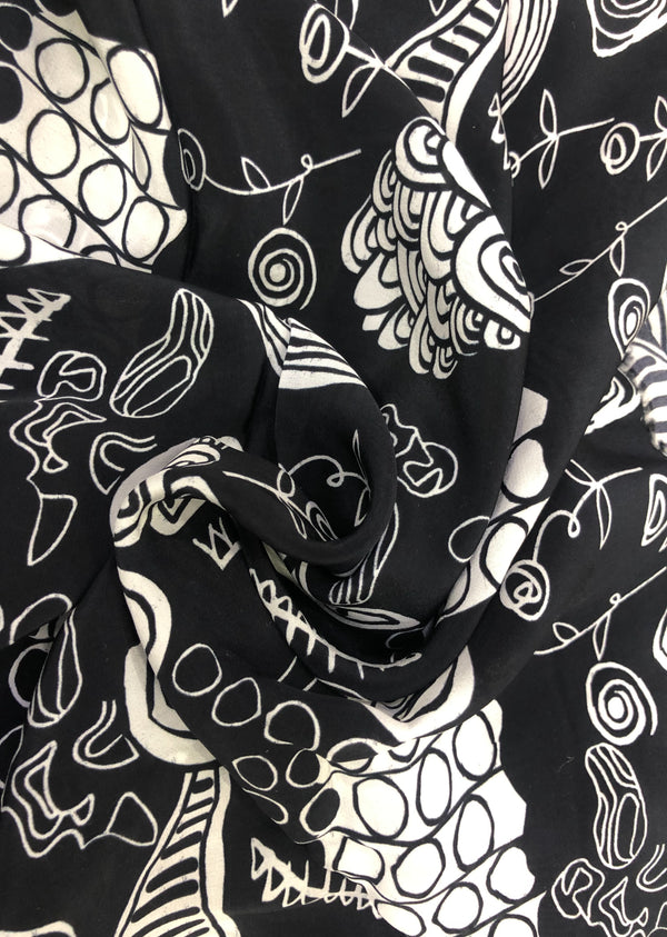 Black & White Abstract Print Crepe