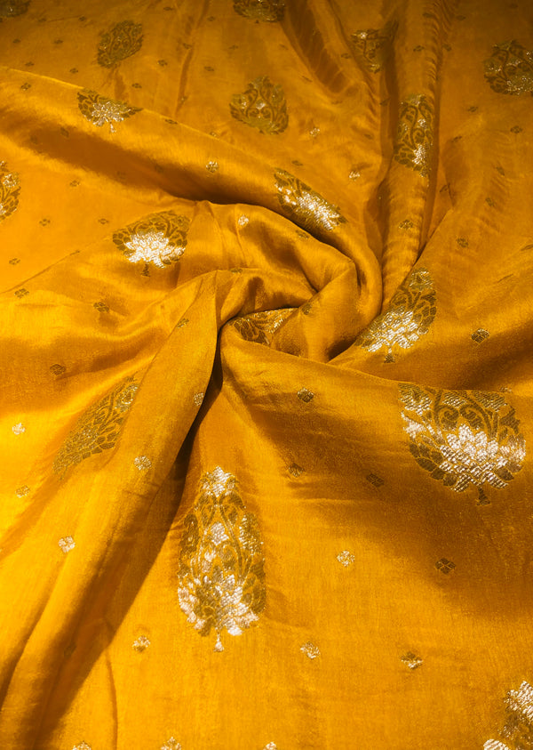 Mustard  Embroidered Khaddi Silk