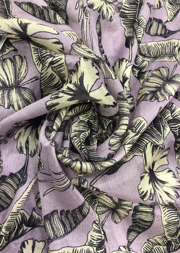 Lavender Floral Print Chinon Chiffon