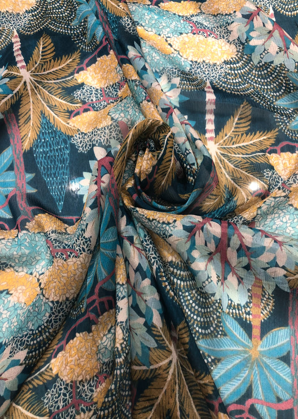 Multicolor Floral Print Chinon Chiffon