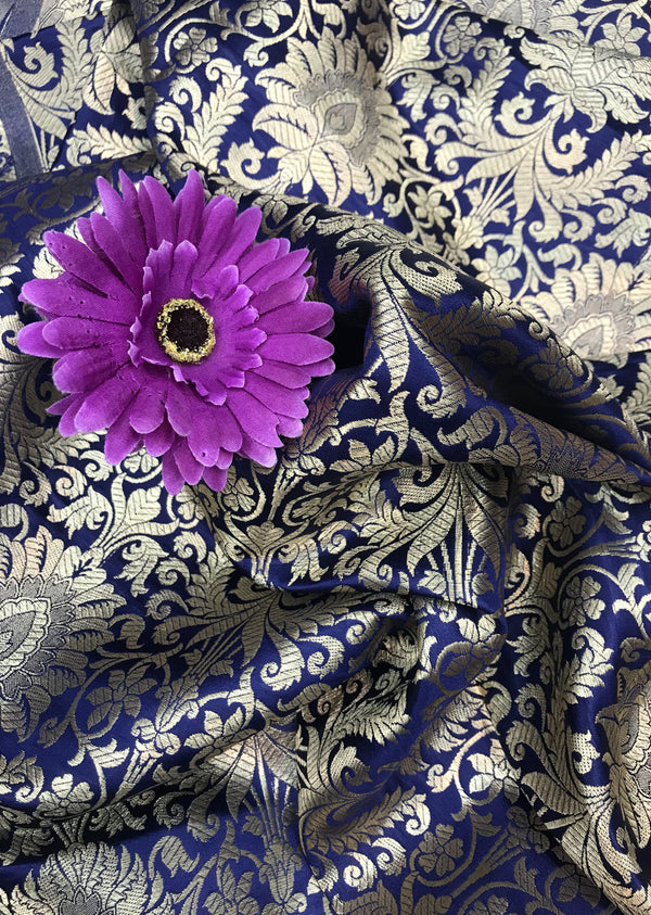 Blue Jaal Pattern Brocade