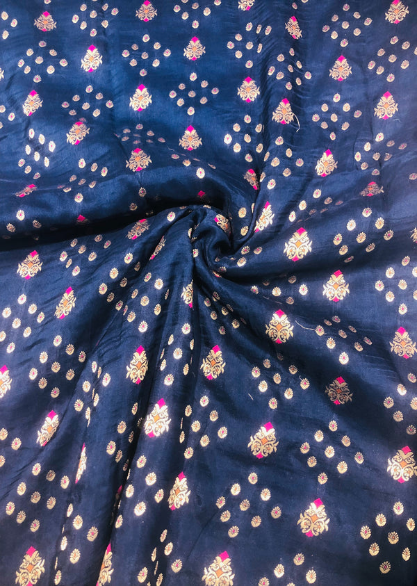 Blue Embroidered Khaddi Silk