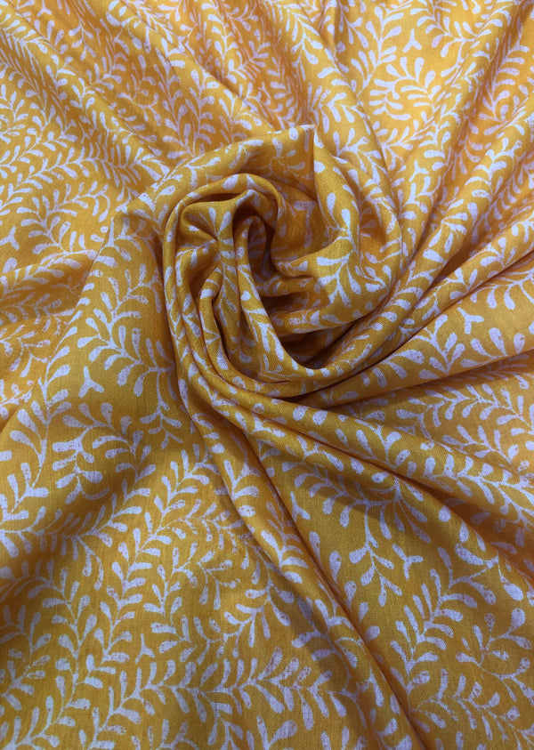 Yellow Floral Printed Muslin